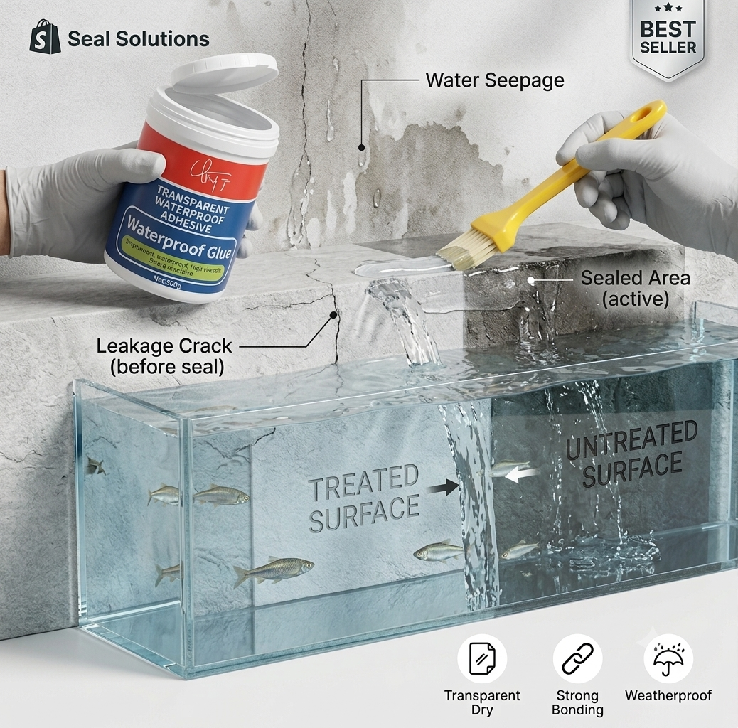 Transparent Waterproof Glue Plus Brush (Pack of 2)