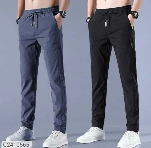PREMIUM MEN'S HIGH STRETCH SKINNY LYCRA PANTS Buy 1 Get 1 Free(Black & Gray)