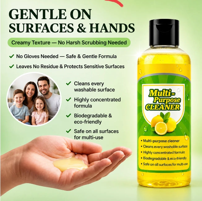 Multi-Purpose Cleaner Lemon Fresh | Removes Tough Stains | Safe on Multiple Surfaces- Pack of 4